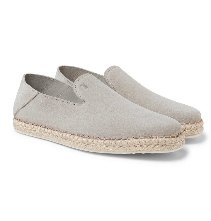 Photo: Tod's - Collapsible-Heel Suede Espadrilles - Light gray