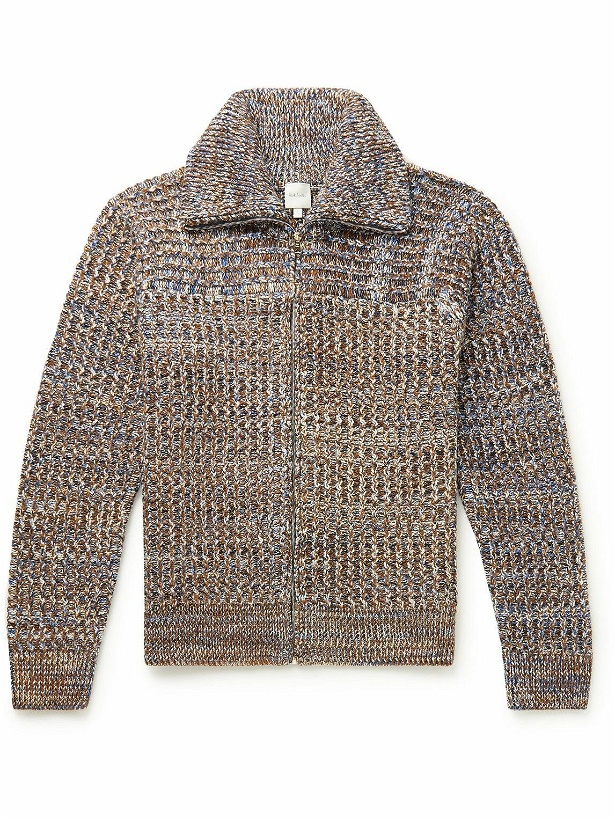 Photo: Paul Smith - Ribbed Wool and Cotton-Blend Zip-Up Cardigan - Blue