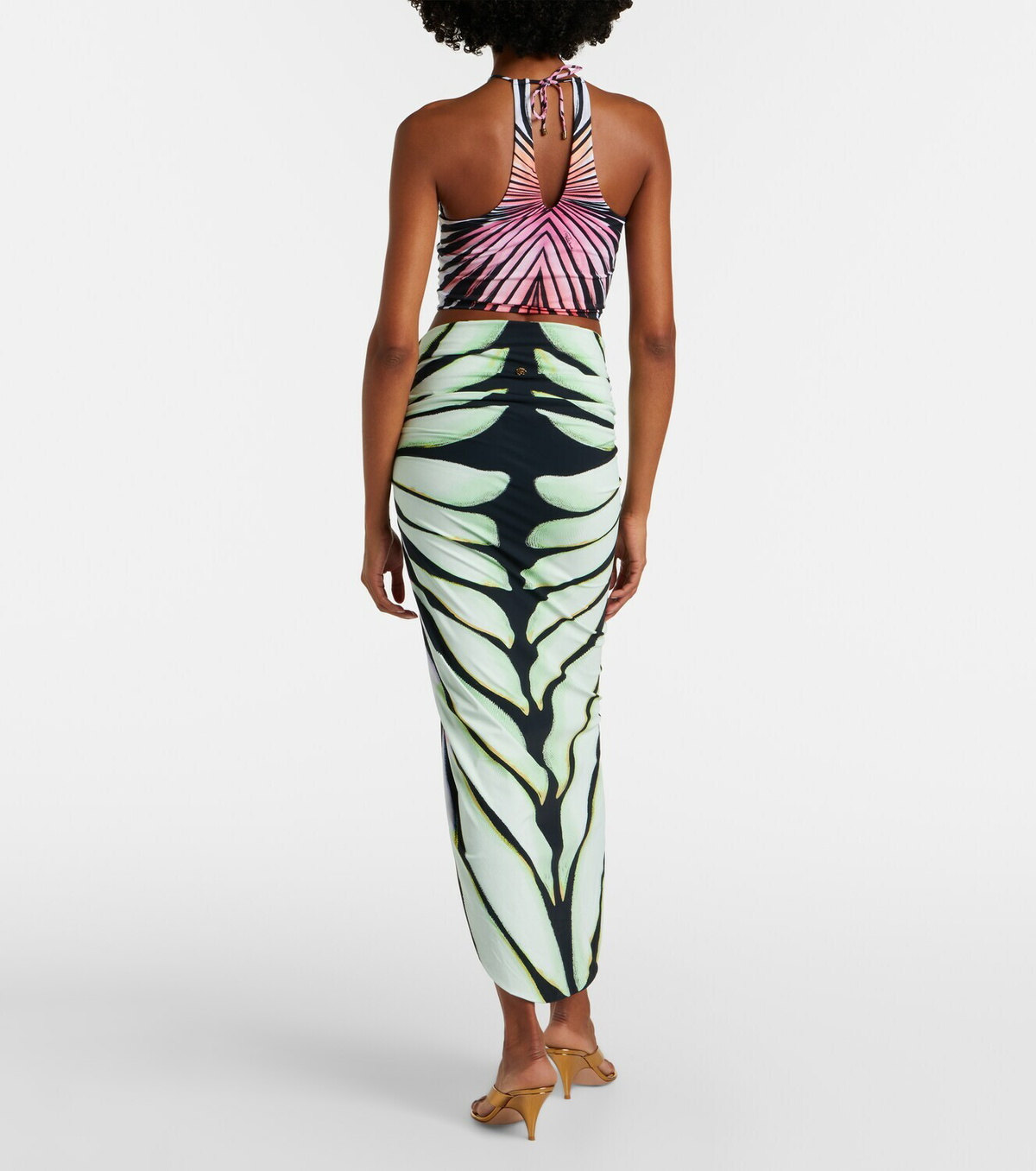 Roberto Cavalli Gathered printed midi skirt