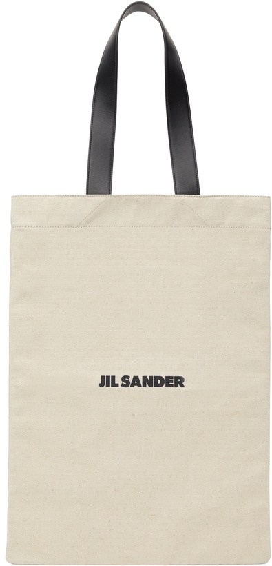 Photo: Jil Sander Beige & Black Large Flat Shopper Tote