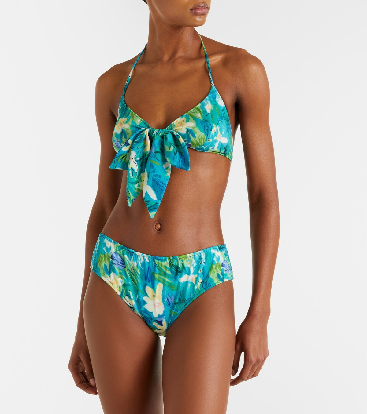 Chloé Bow-detail floral bikini top