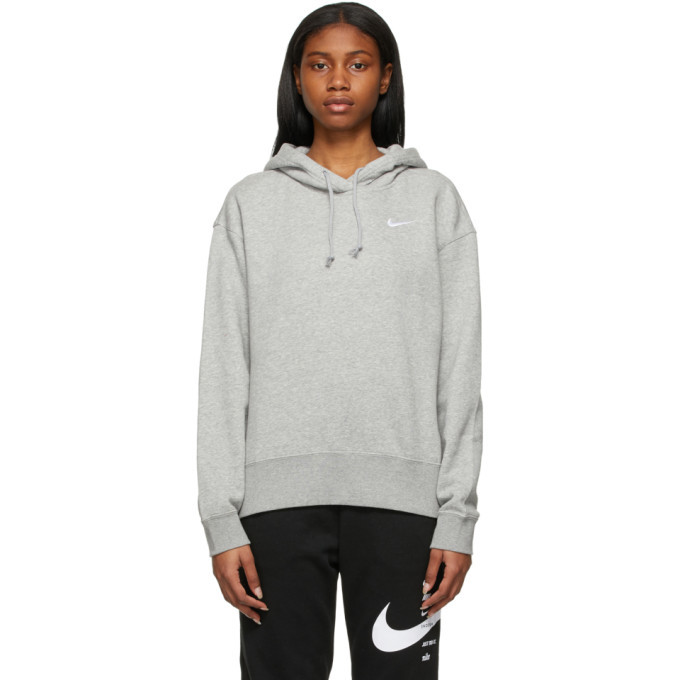 Photo: Nike Grey Sportswear Essential Cropped Hoodie