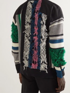 Sacai - Shell-Panelled Distressed Linen and Cotton-Blend Jacquard Sweater - Multi