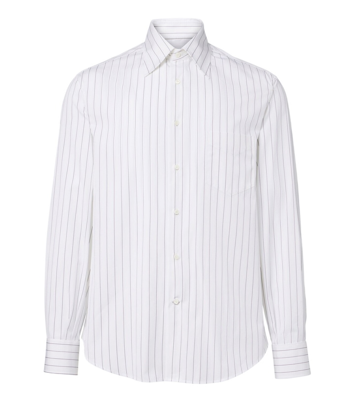 Photo: Brunello Cucinelli Pinstriped cotton poplin shirt