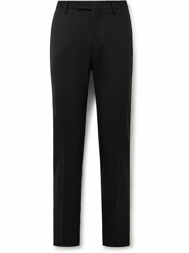 Photo: Etro - Slim-Fit Silk-Blend Trimmed Stretch-Wool Twill Tuxedo Trousers - Black