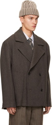 mfpen Brown Sentence Peacoat Jacket