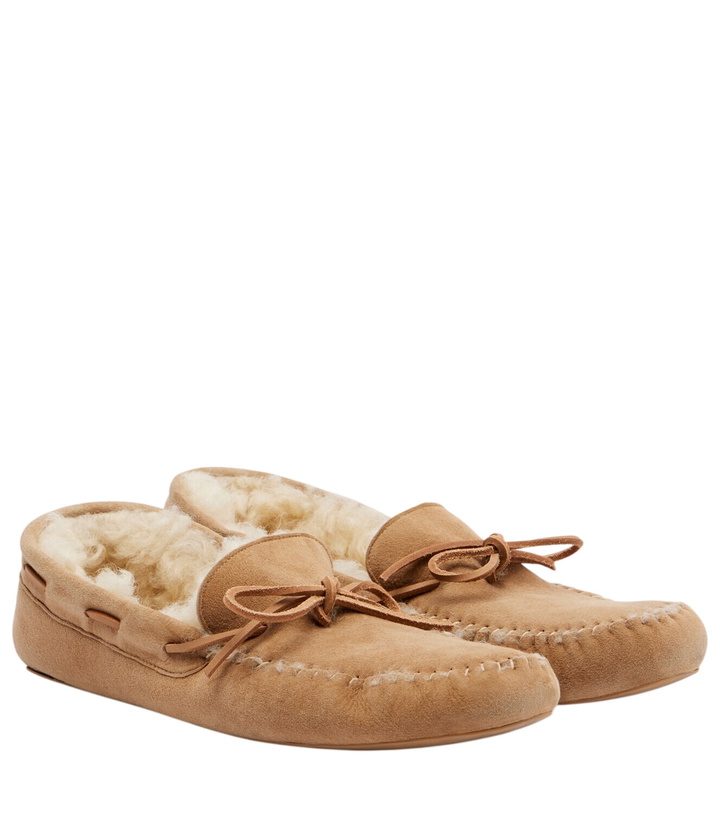 Photo: The Row Lucca shearling-trimmed suede boat shoes
