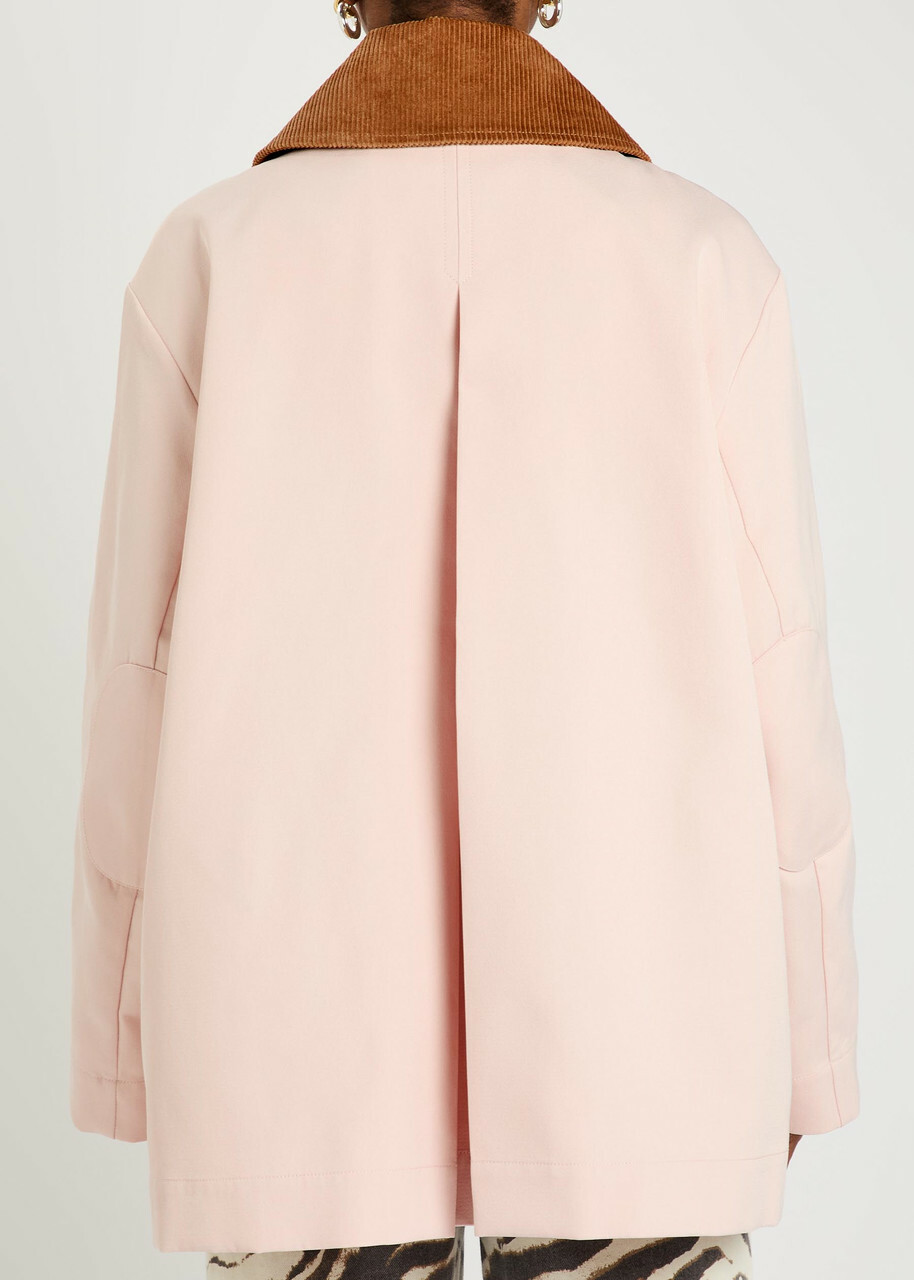 Ganni Corduroy-collar Twill Jacket Light Pink