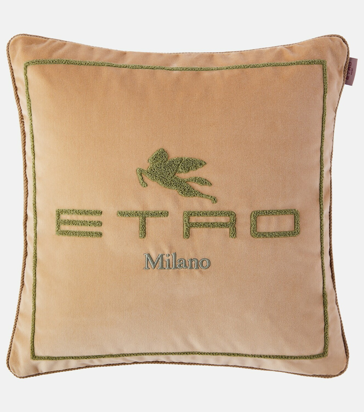 Etro Logo cotton and wool cushion