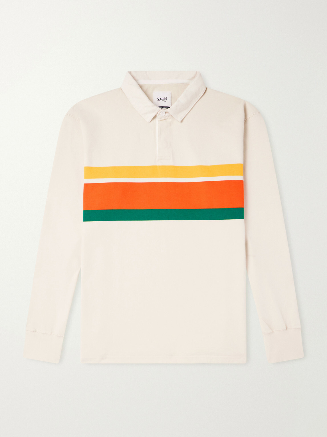 Drake's - Striped Cotton-Jersey Polo shirt - Neutrals
