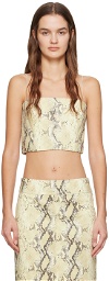 Helmut Lang Beige Python-Embossed Leather Camisole