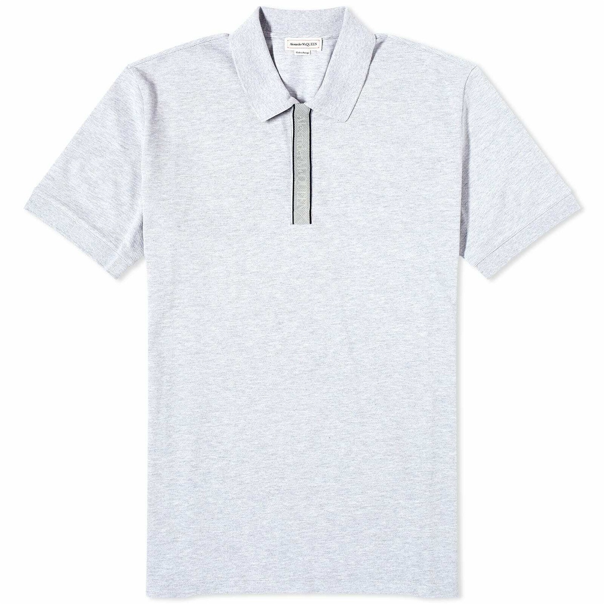 Alexander McQueen Men's Logo Tape Polo Shirt in Light Pale Grey ...