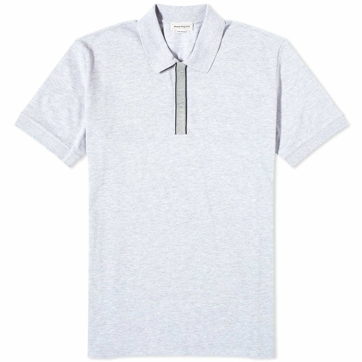 Photo: Alexander McQueen Men's Logo Tape Polo Shirt in Light Pale Grey