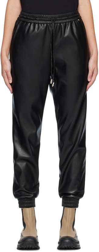 Photo: BOSS Black Drawstring Faux-Leather Lounge Pants