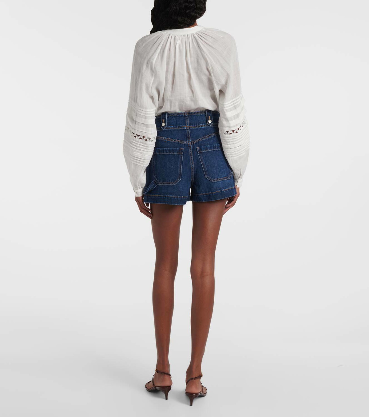 Veronica Beard Jaffee pleated high-rise denim shorts