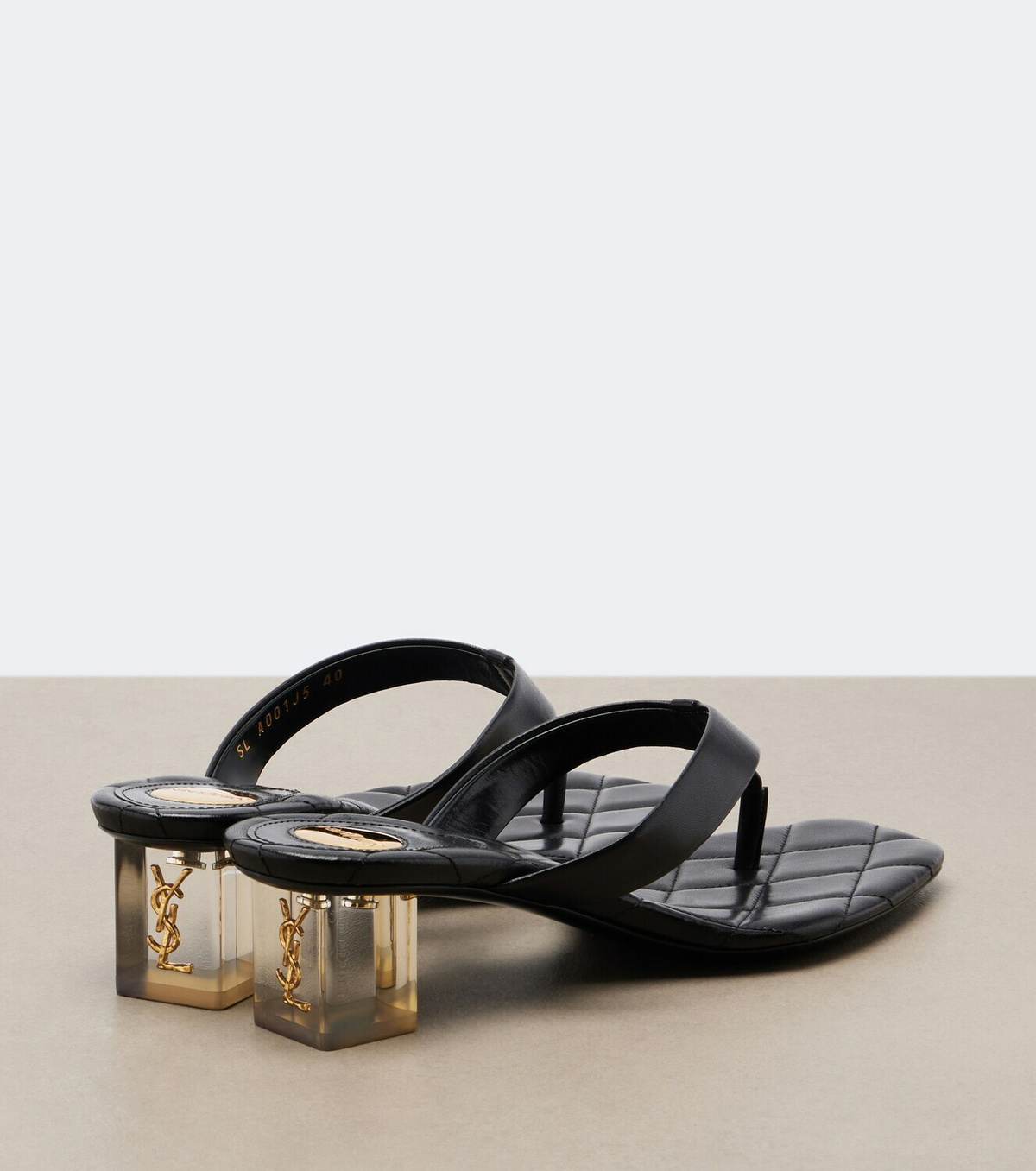 Saint Laurent Sip Cassandre leather thong sandals