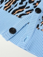 Wacko Maria - Leopard Cotton-Jacquard Cardigan - Blue
