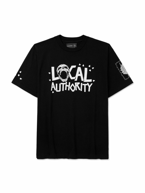 Photo: Local Authority LA - Stud Skull O Logo-Print Cotton-Jersey T-Shirt - Black