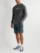 Lost Daze - Paint-Splattered Printed Cotton-Jersey Drawstring Shorts - Blue
