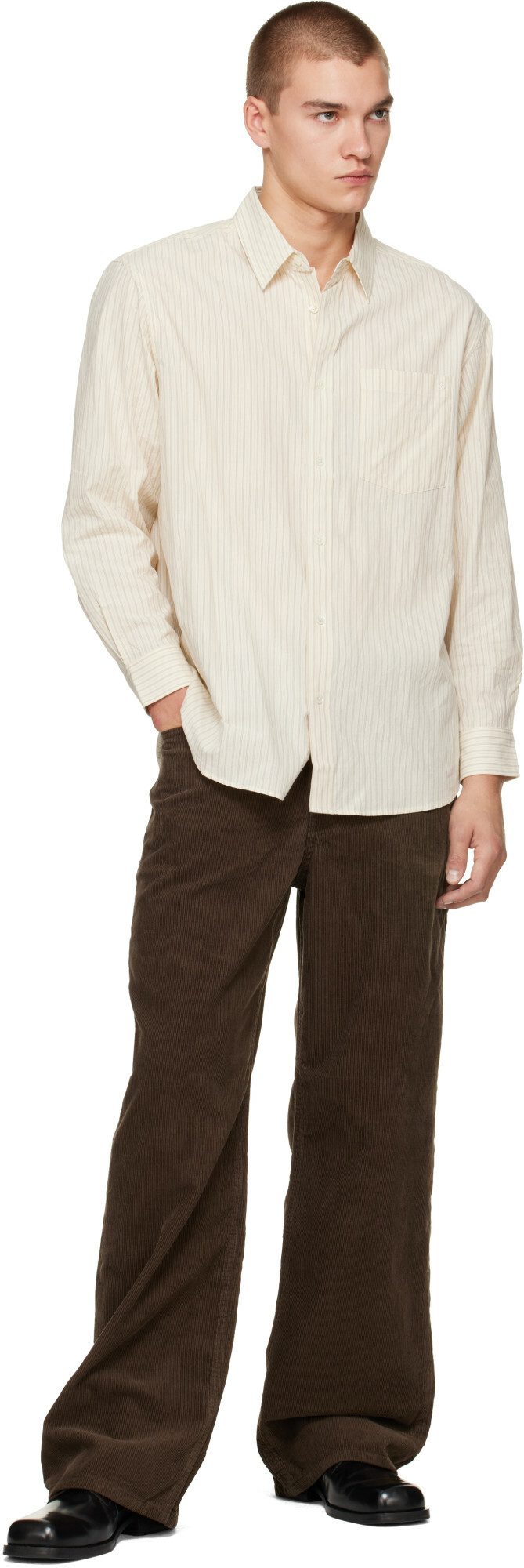 Dunst Off-White Informal Striped Shirt