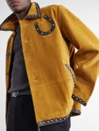 BODE - Carson Studded Leather-Trimmed Suede Jacket - Yellow