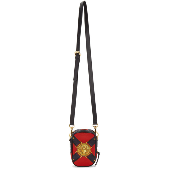 Photo: Versace Red Bondage Print Crossbody Bag