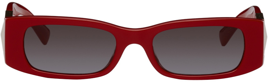 Valentino Garavani Red Rectangular Roman Stud Sunglasses