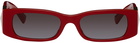 Valentino Garavani Red Rectangular Roman Stud Sunglasses