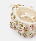 Self-Portrait Beaded floral satin tote bag