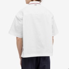 Thom Browne Men's Knit Collar Short Sleeve Seersucker Shirt in White