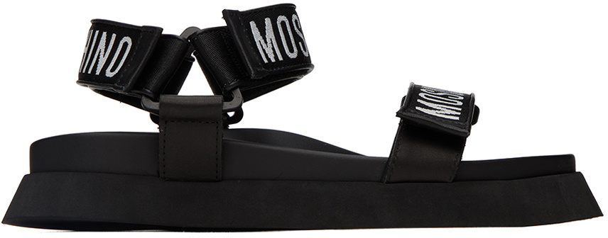 Moschino Black Jacquard Logo Sandals Moschino display picture 3