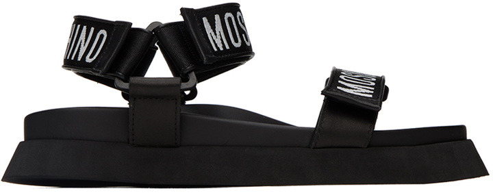 Photo: Moschino Black Jacquard Logo Sandals