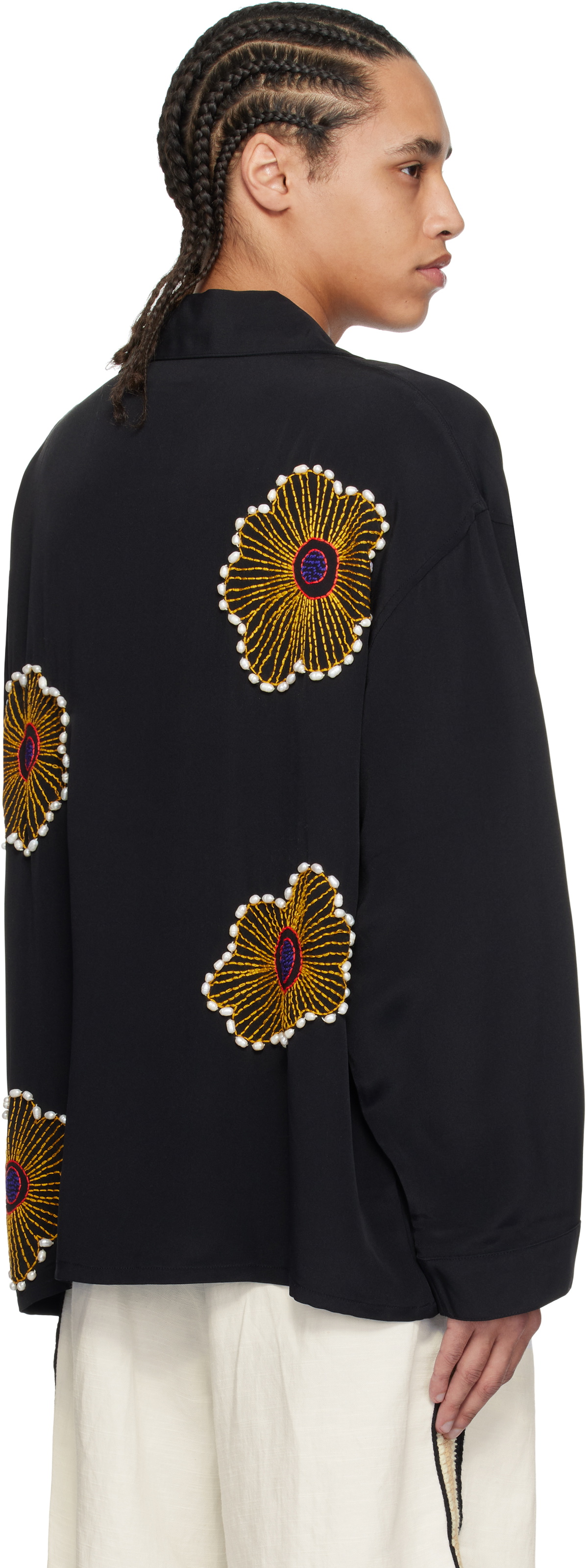 Glass Cypress Black Silk Sunflower Shirt