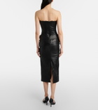 Alex Perry Strapless leather midi dress