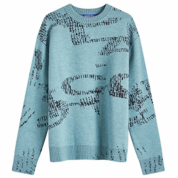 Photo: A-COLD-WALL* Men's Annex Crew Knit in Blue/Grey Faded Teal