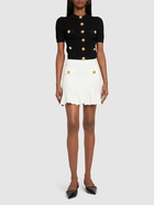 BALMAIN Pleated Viscose Knit Flared Mini Skirt