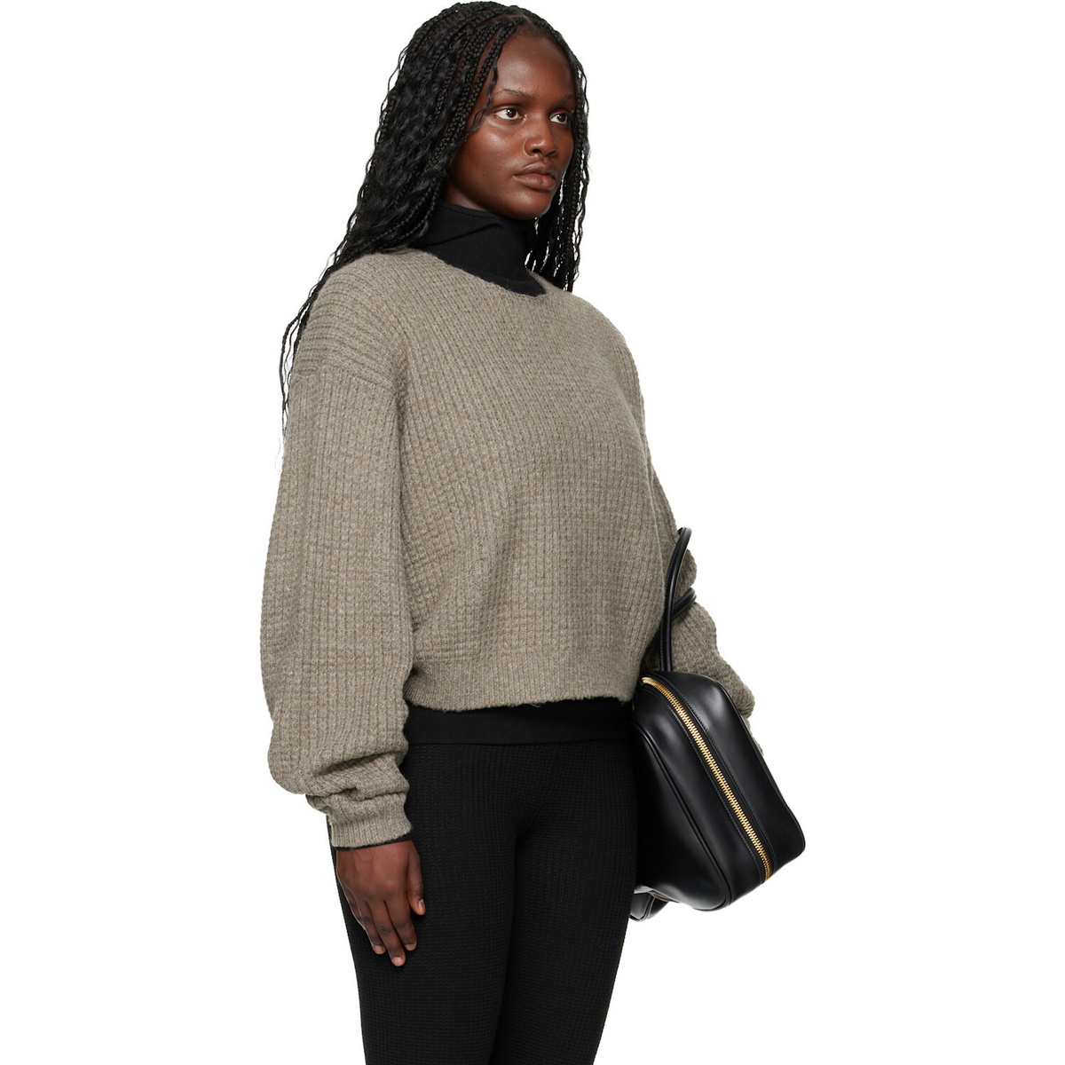 Fear of God ESSENTIALS Brown Holiday Heavy Waffle 90s Crewneck Sweater