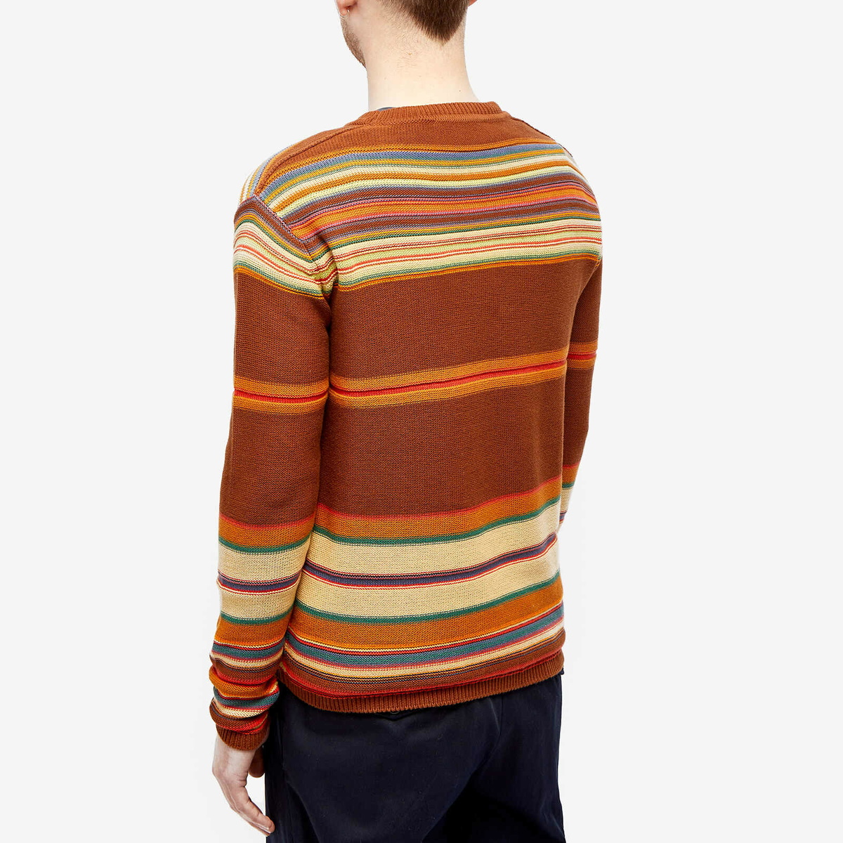 Acne Studios Men's Kenzil Stripes Face Jumper in Cinnamon Brown