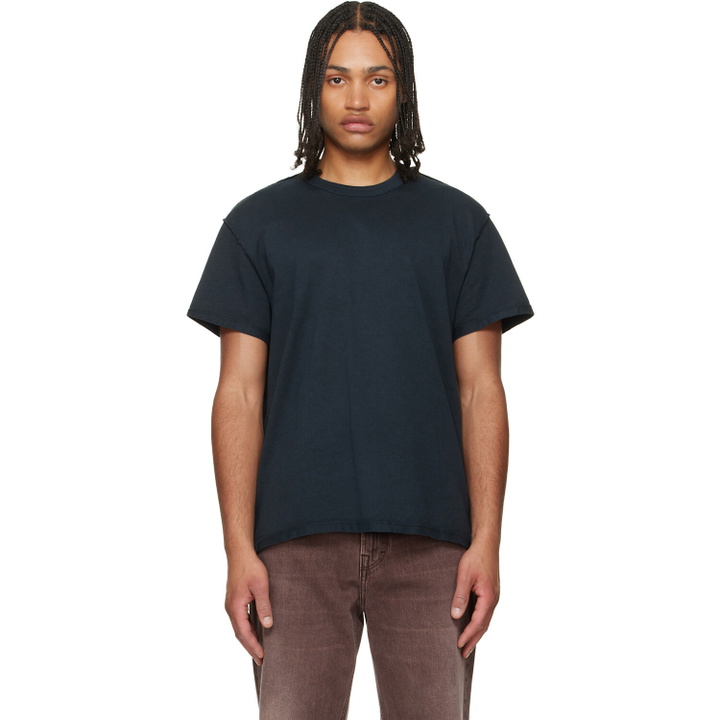 Photo: Les Tien Black Lightweight Binded Neck Inside Out T-shirt