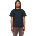 Les Tien Black Lightweight Binded Neck Inside Out T-shirt