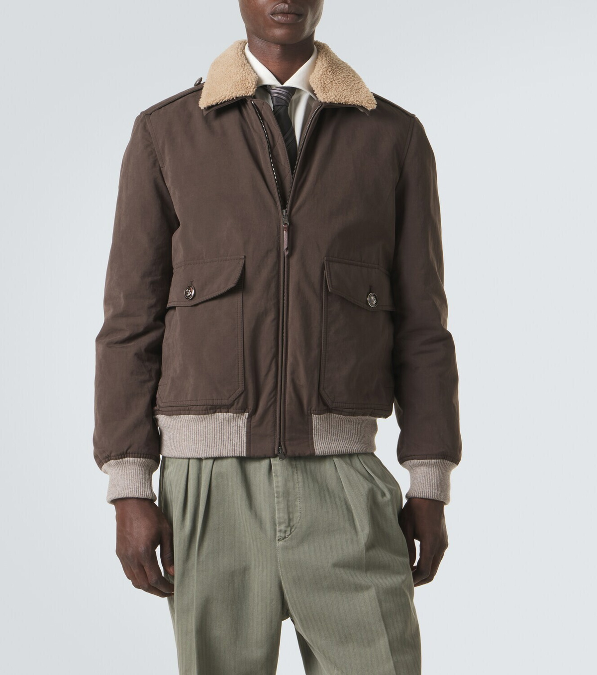 Brunello Cucinelli Shearling-trimmed blouson jacket
