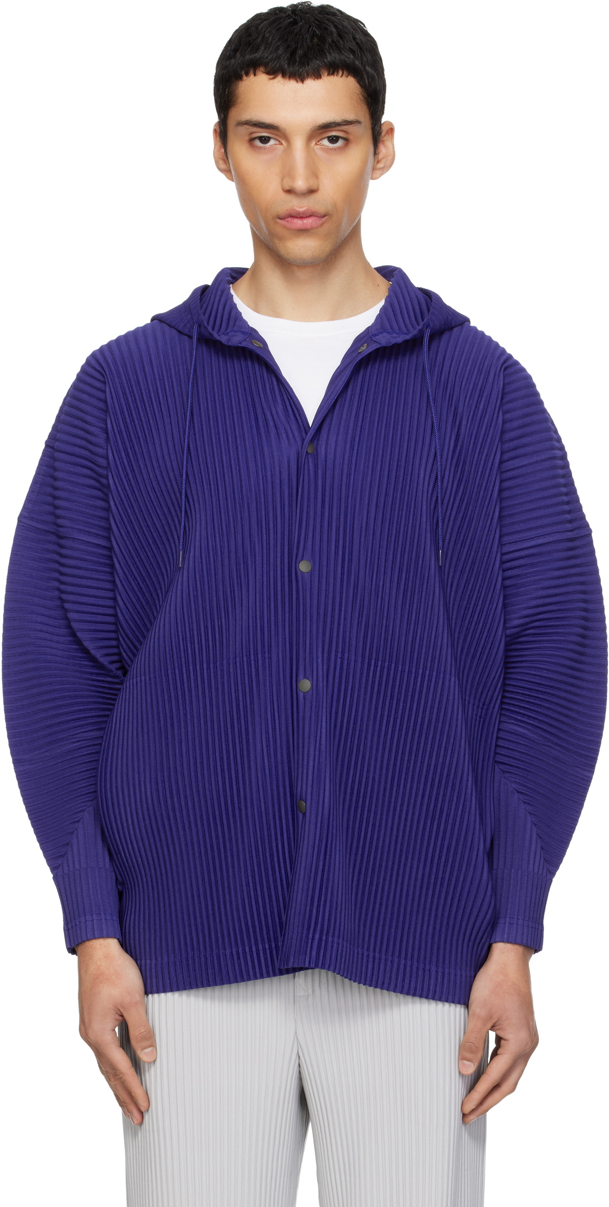 Homme Plisse Issey Miyake Black Pleated Half-Zip Pullover Homme