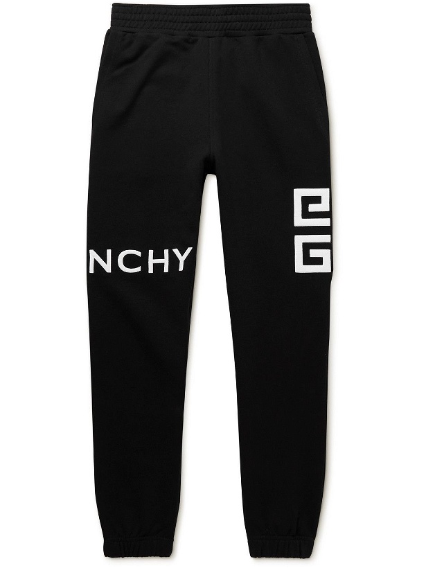Photo: Givenchy - Slim-Fit Logo-Embroidered Cotton-Jersey Sweatpants - Black