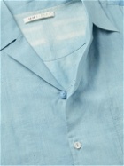 11.11/eleven eleven - Camp-Collar Indigo-Dyed Slub Cotton-Voile Shirt - Blue