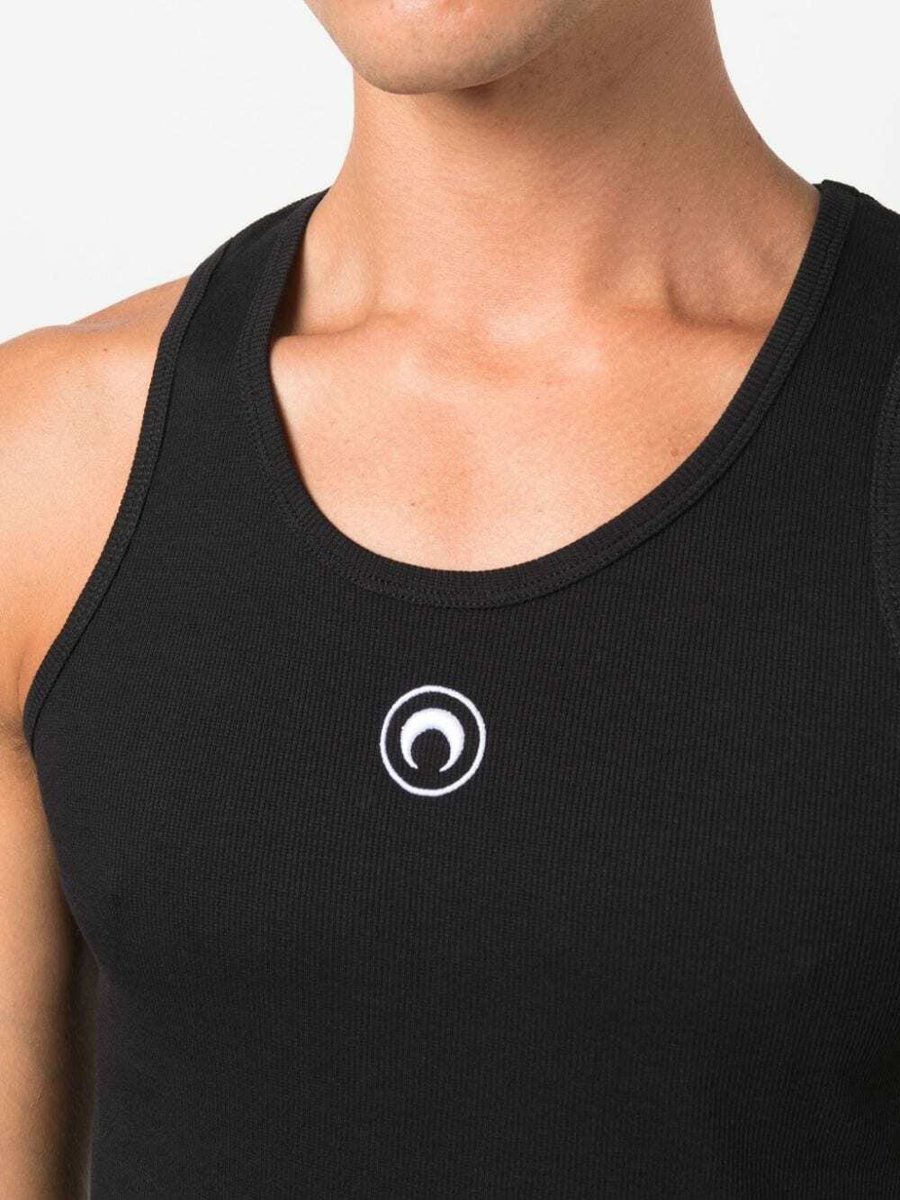 MARINE SERRE - Logo Ribbed Organic Cotton Tank Top Marine Serre