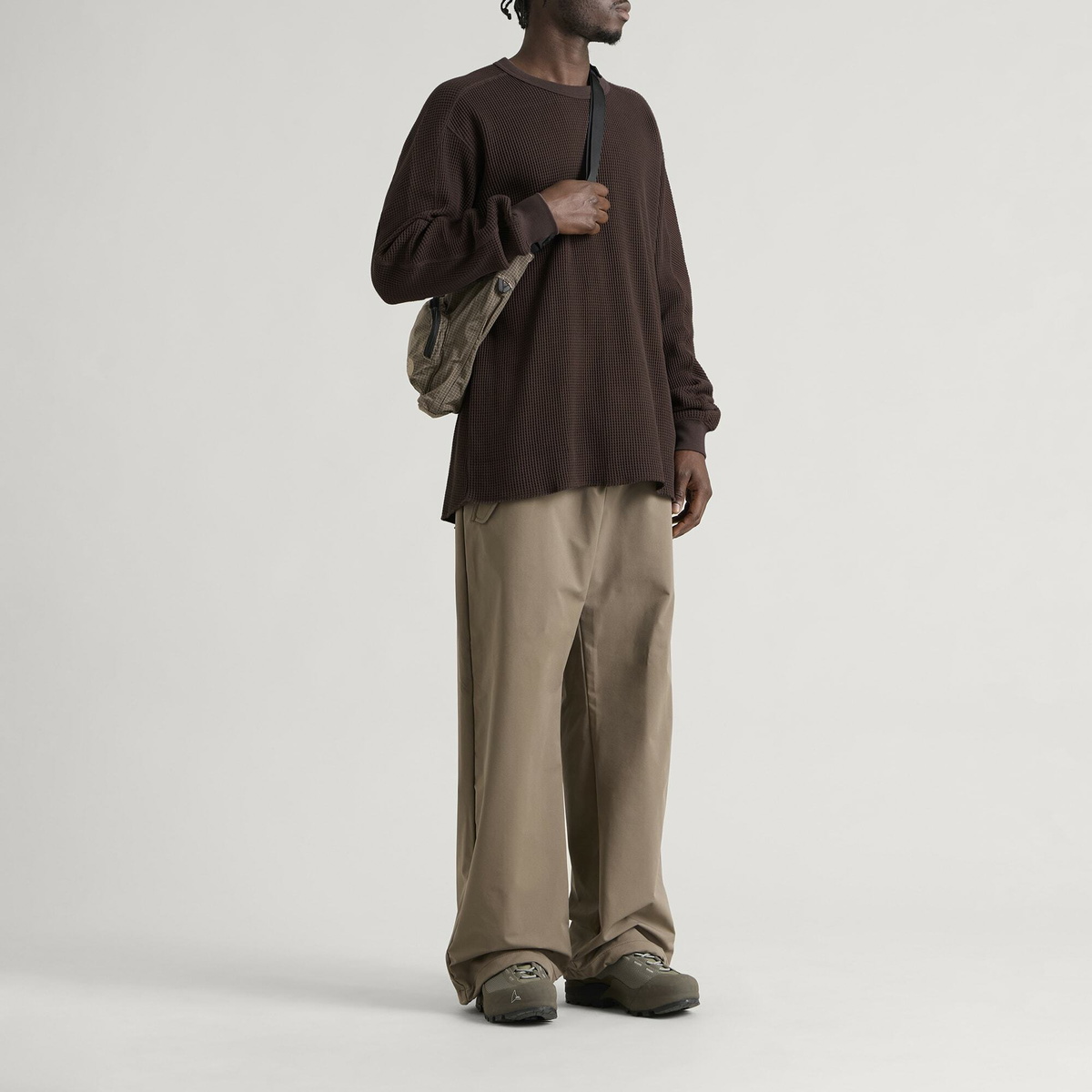 Snow Peak Men's Heavyweight Waffle Pullover in Dark Brown