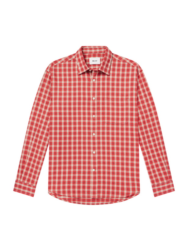Photo: NN07 - Deon 5465 Checked Organic Cotton-Flannel Shirt - Red