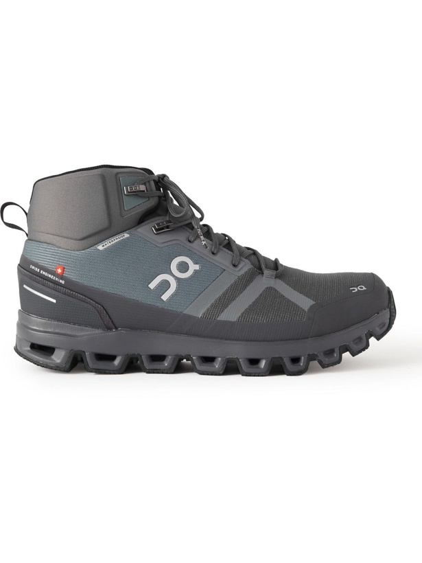 Photo: ON - Cloudrock Waterproof Rubber-Trimmed Mesh Boots - Gray