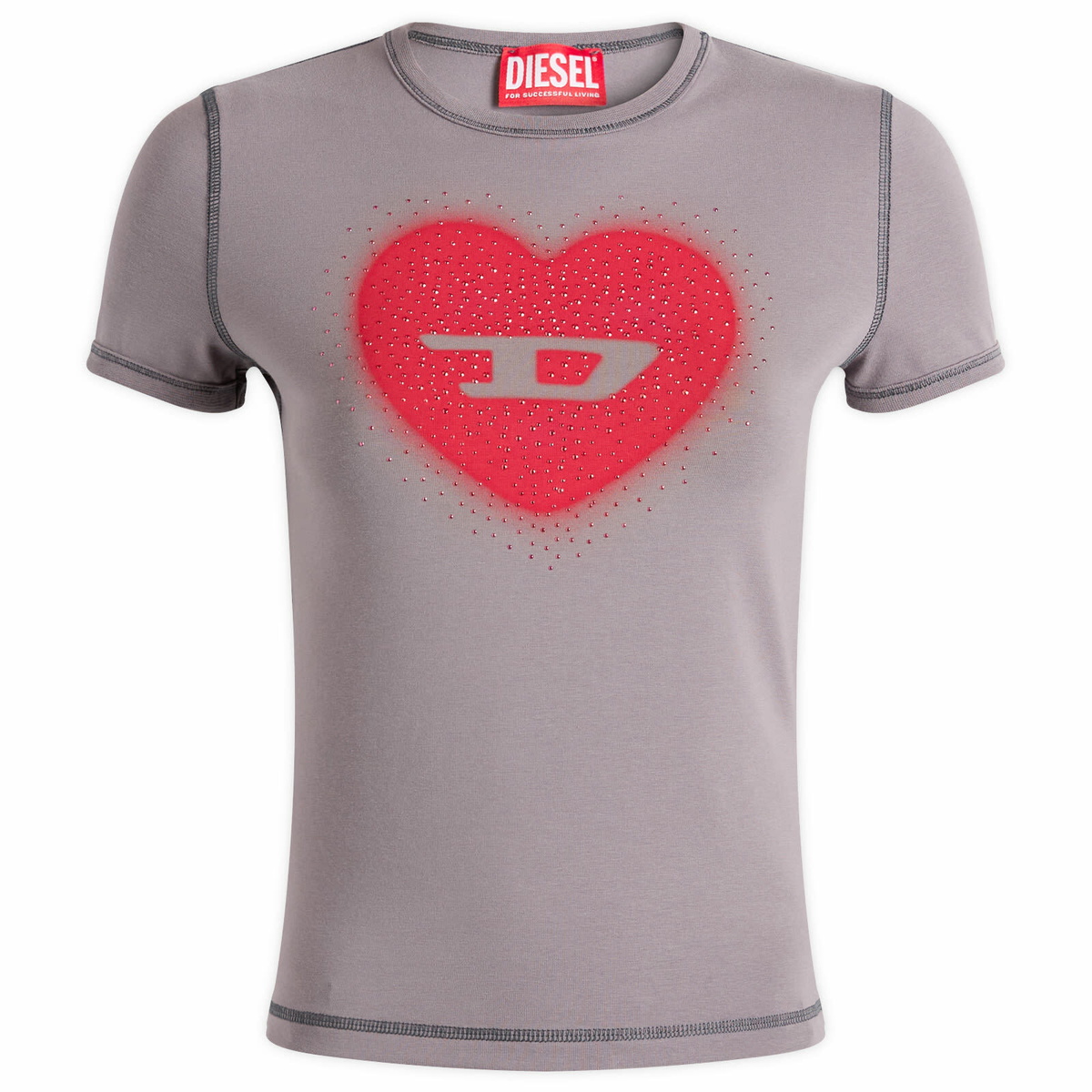 Diesel Women's T-Uncuties Ringer T-Shirt in Grey