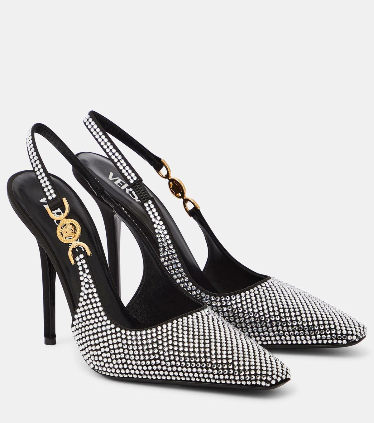 Medusa embellished leather pumps in black - Versace